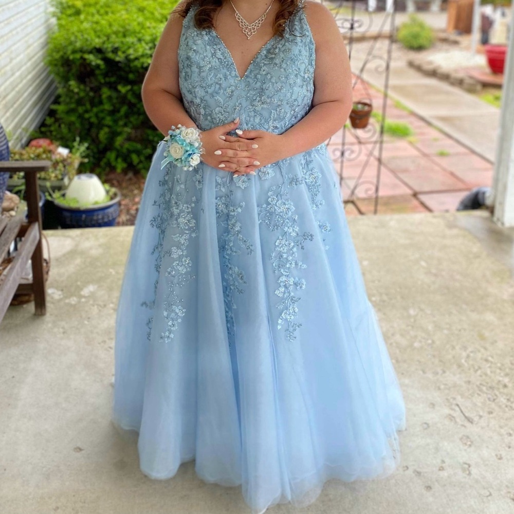 Ellie Wilde Light Blue Ball Gown Prom Dress